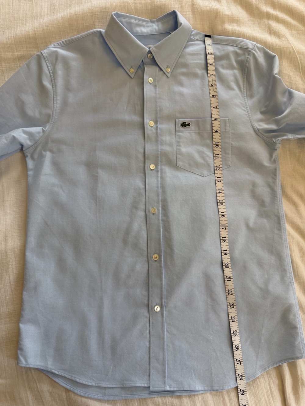 Lacoste NWT Regular Fit Oxford Cotton Shirt in Blue - Picture 12 of 13